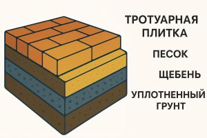 укладка тротуарной плитки пирог